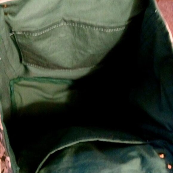 New Fall Floral Tote Shopper shoulder Bag Green White Double handle Carryall - Picture 12 of 12